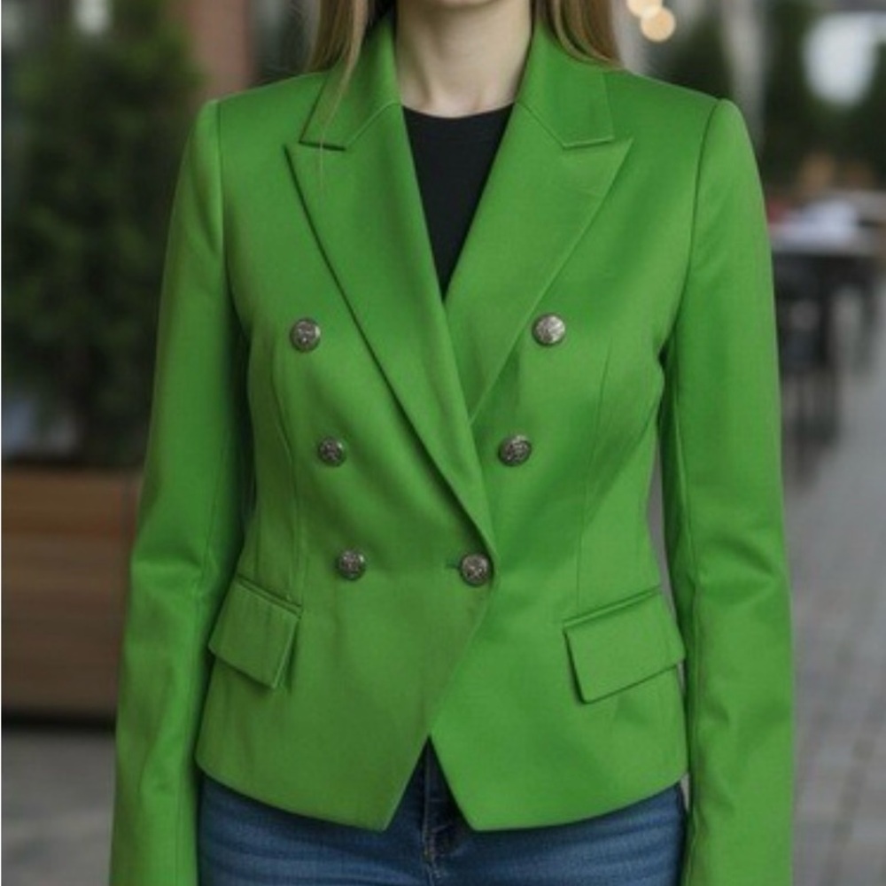 Jules & Leopold Vibrant Green Double-Breasted Blazer